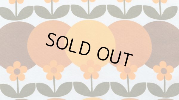 画像2: 北欧ビンテージ★大きな暖色系サークル＆花のファブリック