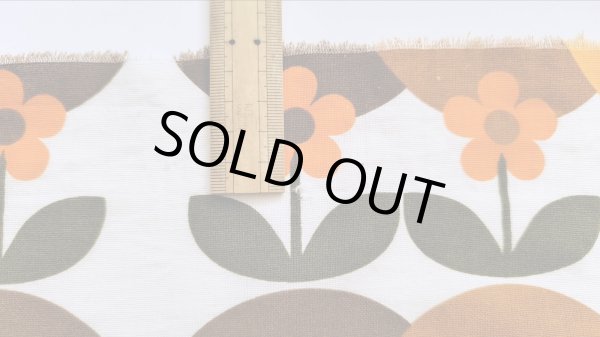 画像3: 北欧ビンテージ★大きな暖色系サークル＆花のファブリック