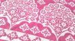 画像1: 【特価】ピンク×白の、切り絵風お花柄ハギレ