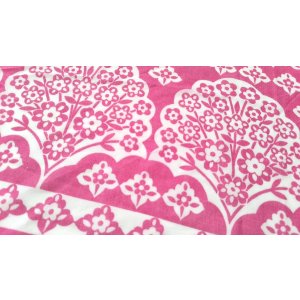 画像: 【特価】ピンク×白の、切り絵風お花柄ハギレ
