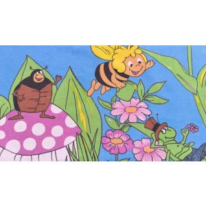 画像: ドイツビンテージ◆みつばちマーヤ（青系はぎれ）
