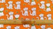 画像2: 70's◆意地悪っぽい猫と花のファブリック（オレンジ）はぎれ