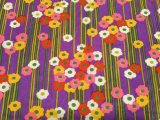 画像: 70's カラフルお花と茎？のライン(大きめハギレ)