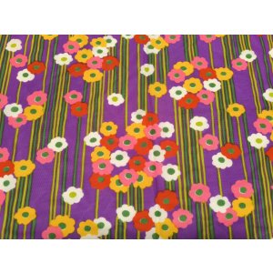 画像: 70's カラフルお花と茎？のライン(大きめハギレ)