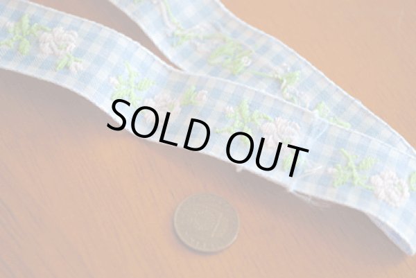 画像1: 薔薇×ギンガムチェック（水色）