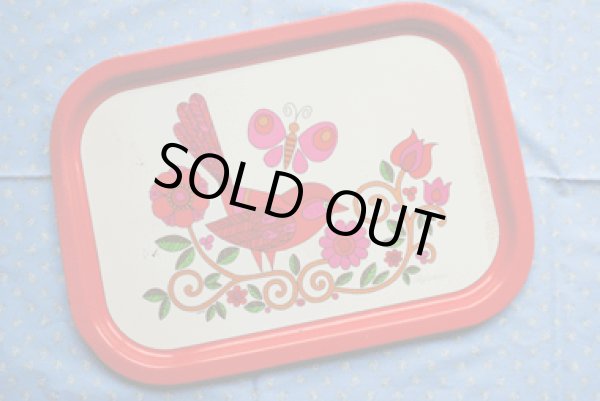 画像1: 70's 花鳥蝶のトレイ