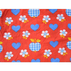 画像: 70's リンゴ・ハート・お花（はぎれ）