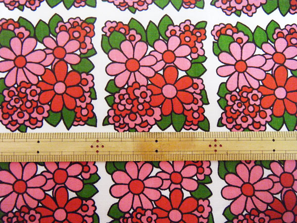 画像3: 【未使用品】70'sピンク系お花のパネルファブリック