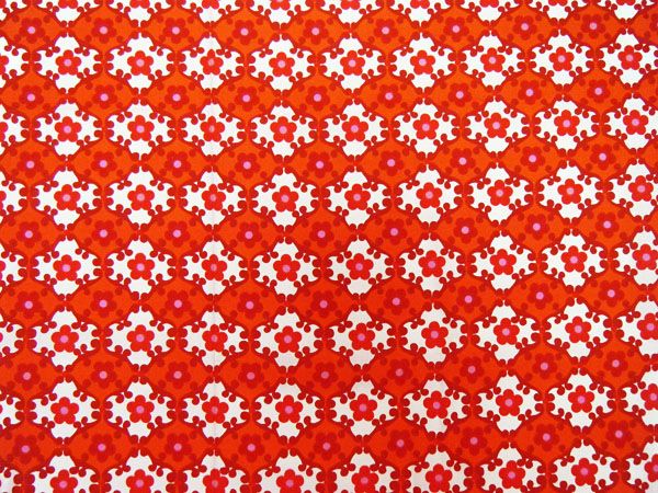 画像4: 【未使用品】70's★可愛い♪お花×幾何学模様（大きめハギレ）