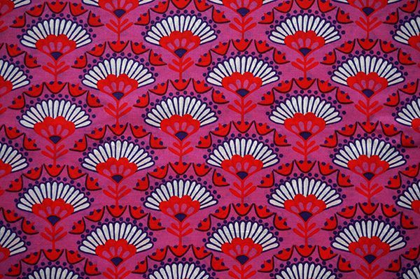 画像3: ドイツ70's◆扇みたいに咲いた花のファブリック（大きめハギレ）