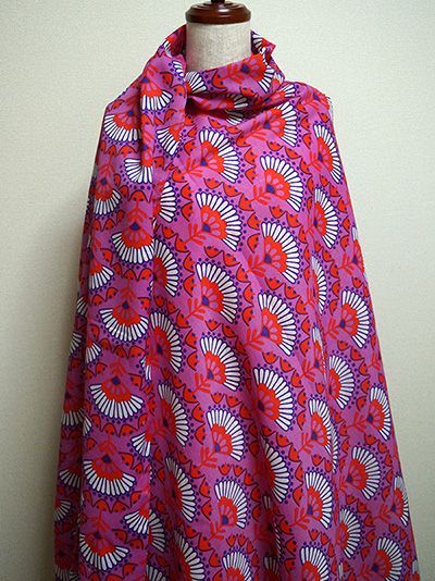 画像5: ドイツ70's◆扇みたいに咲いた花のファブリック（大きめハギレ）