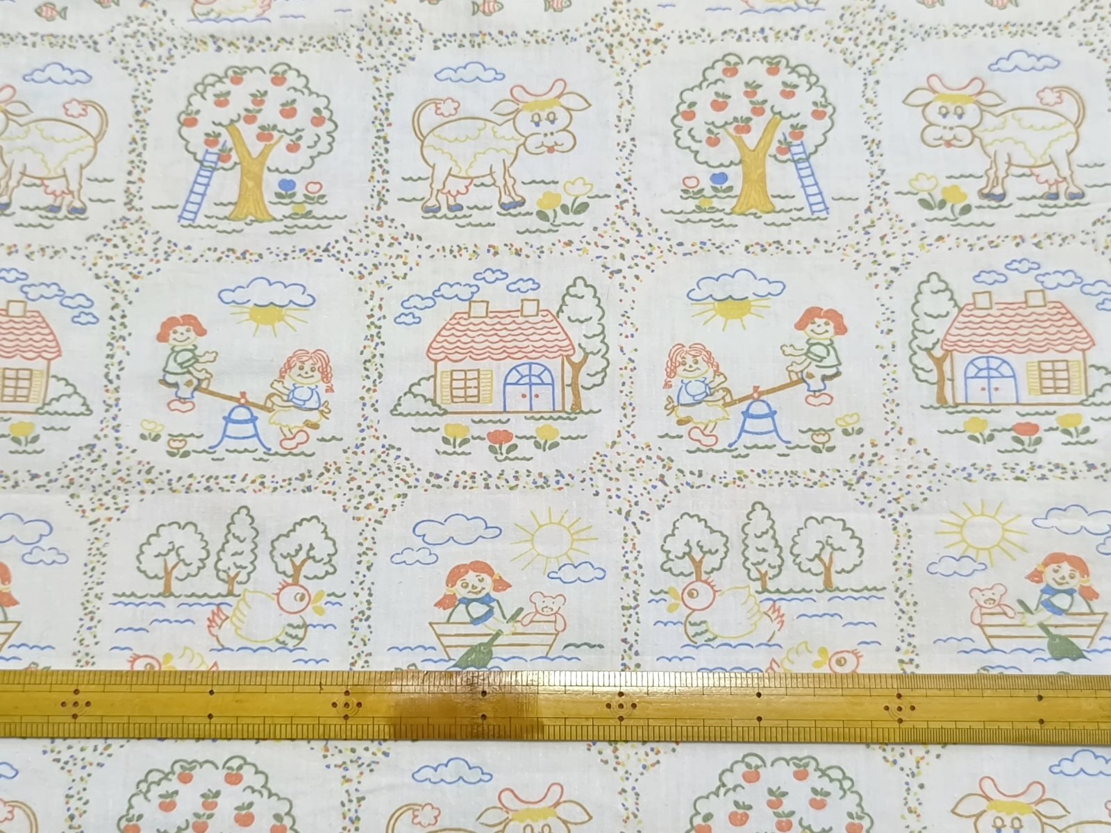 画像2: 70年代ドイツ◆子供の手描き風ファブリック