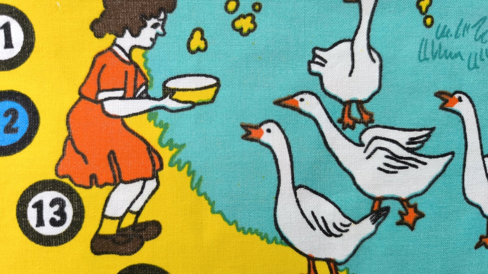 画像1: 【未使用品】ほのぼの数字とイラストのファブリック