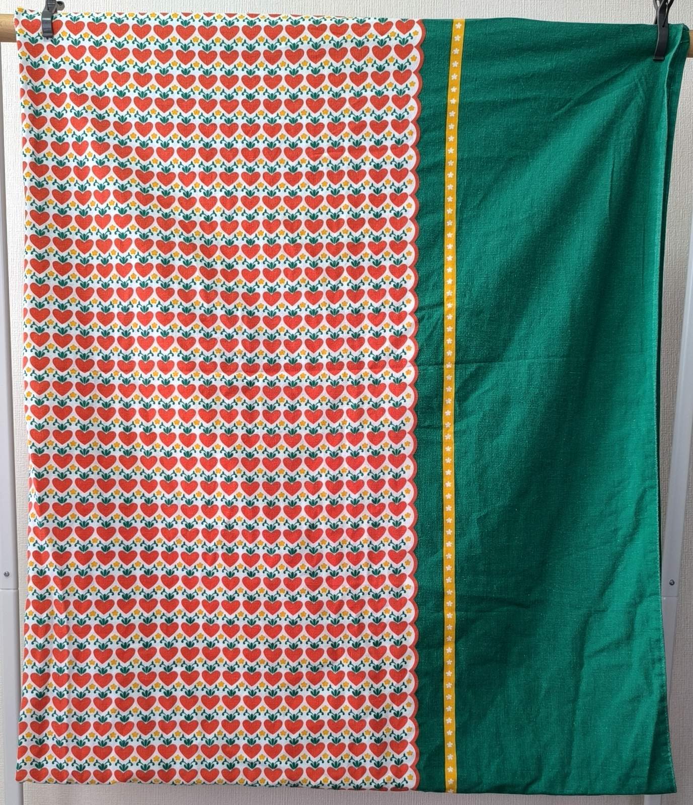 画像6: 70's★赤いハートと黄色い星の花（はぎれ）