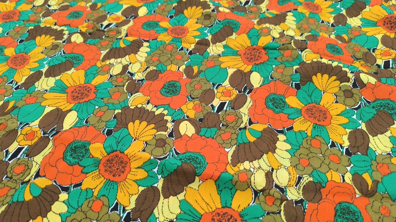 画像3: 秋色ビンテージフラワーファブリック（はぎれ）