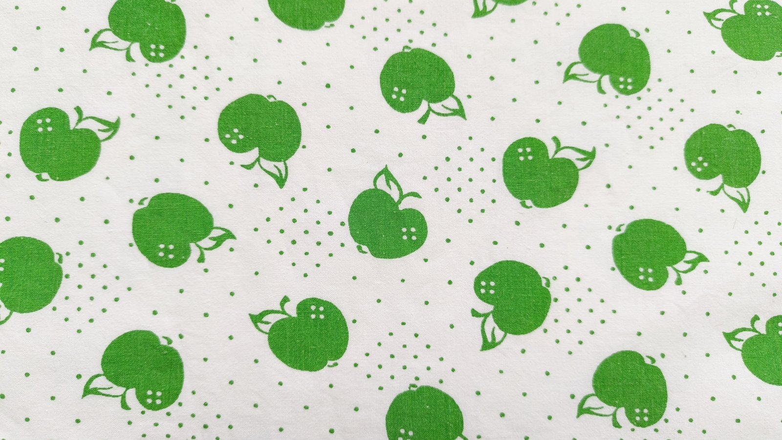 画像2: 70's◆緑のリンゴとドット生地（はぎれ）