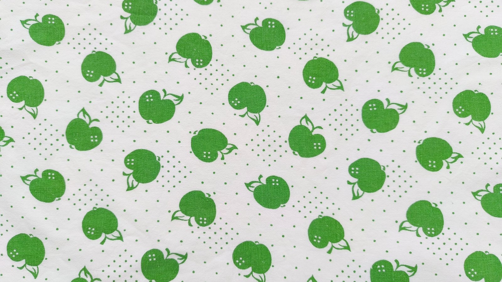 画像4: 70's◆緑のリンゴとドット生地（はぎれ）