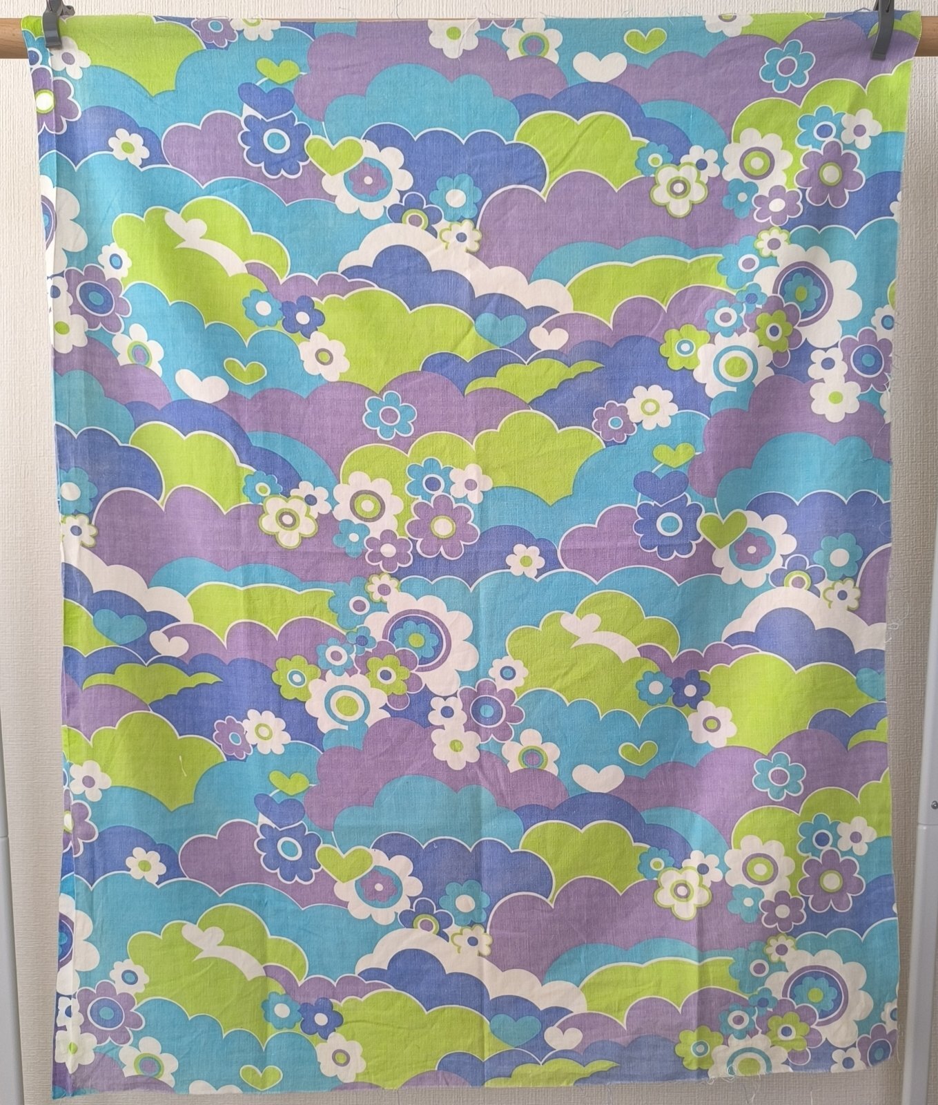 画像5: ドイツ70's★可愛いハートと花と雲（はぎれ）