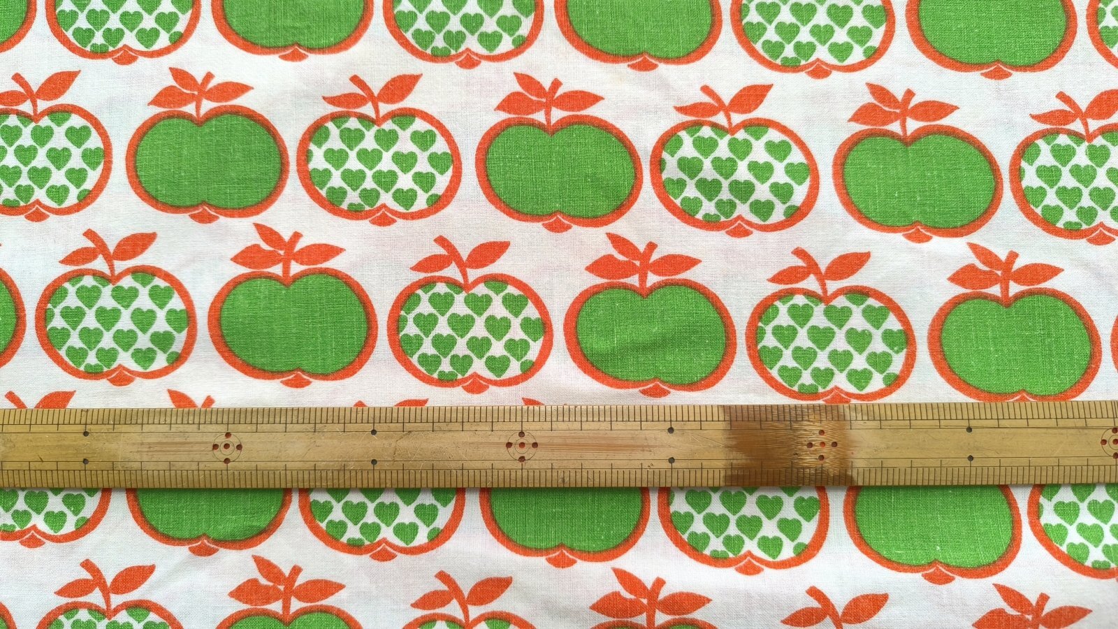 画像3: 70's★ハート＆リンゴのグラジエラ風（はぎれ）