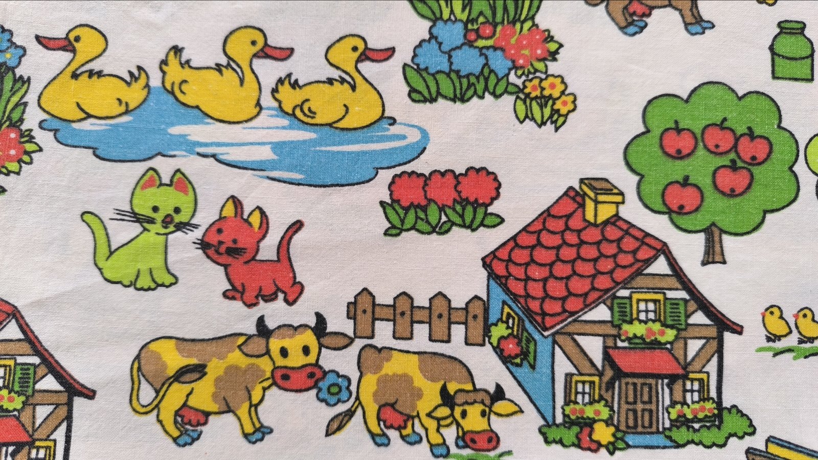 画像1: 70's★農家の動物や鳥たち（大きめはぎれ）