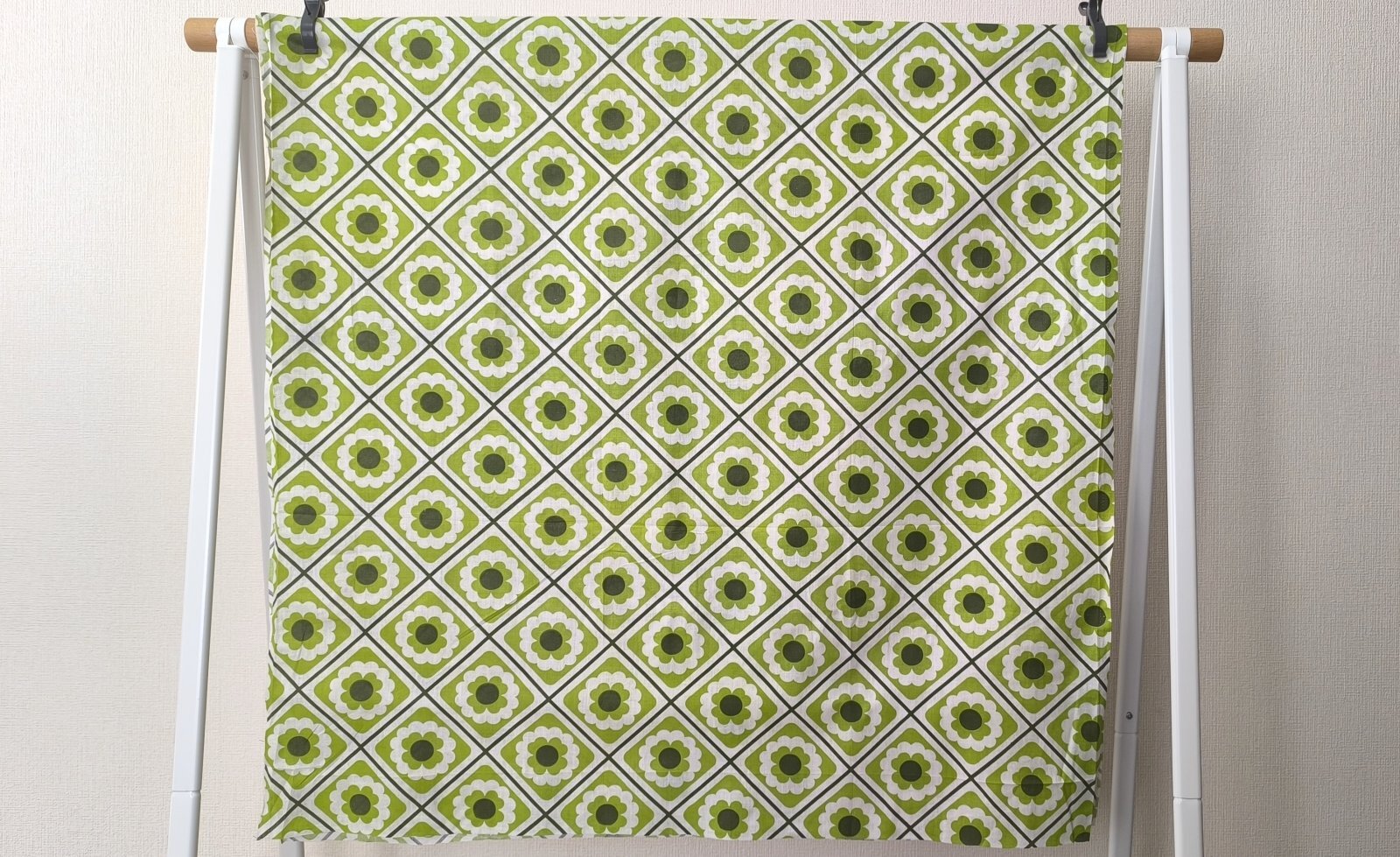 画像5: 【未使用品】70's◆お花が整列したファブリック（緑）はぎれ