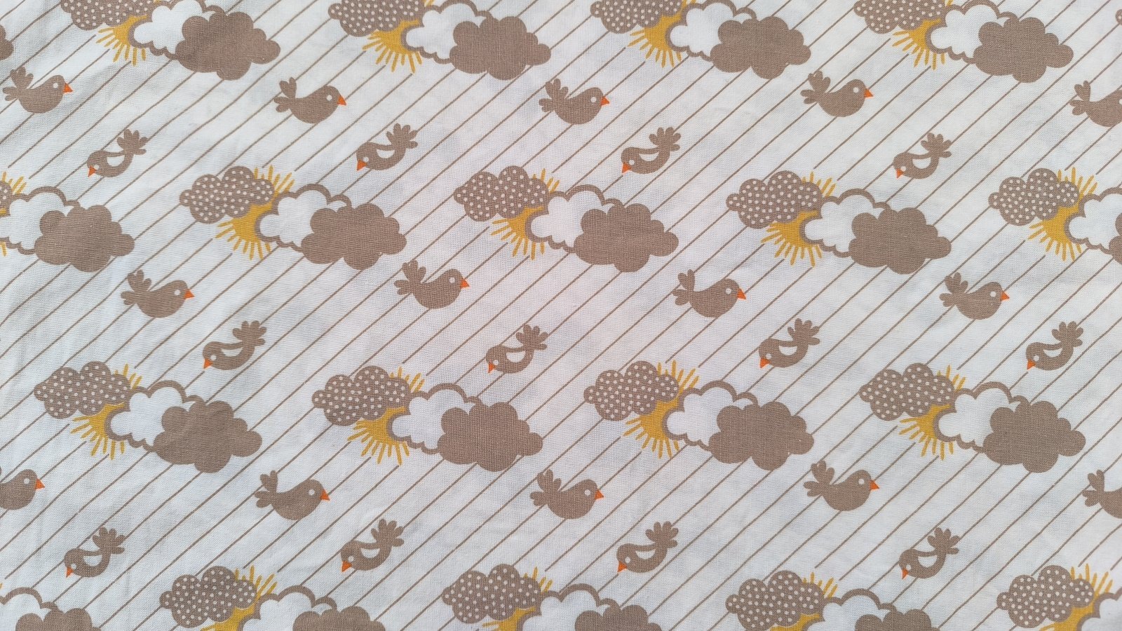 画像3: ドイツ70年代★ラヴリ〜な鳥＆雲（はぎれ）