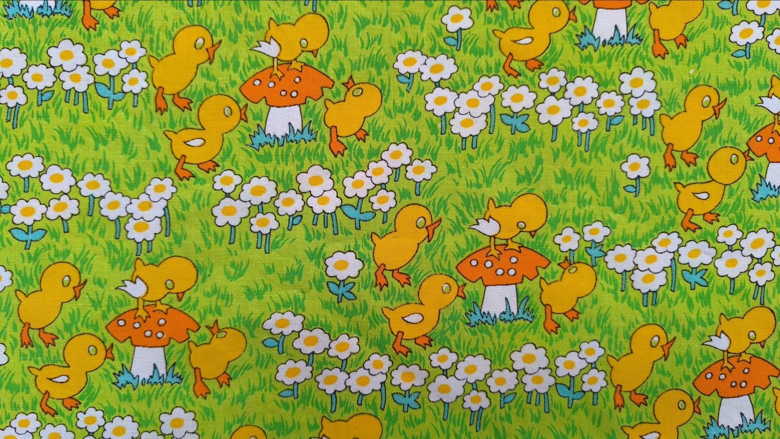 画像3: ドイツ★ひよこ×きのこ×花の可愛いファブリック