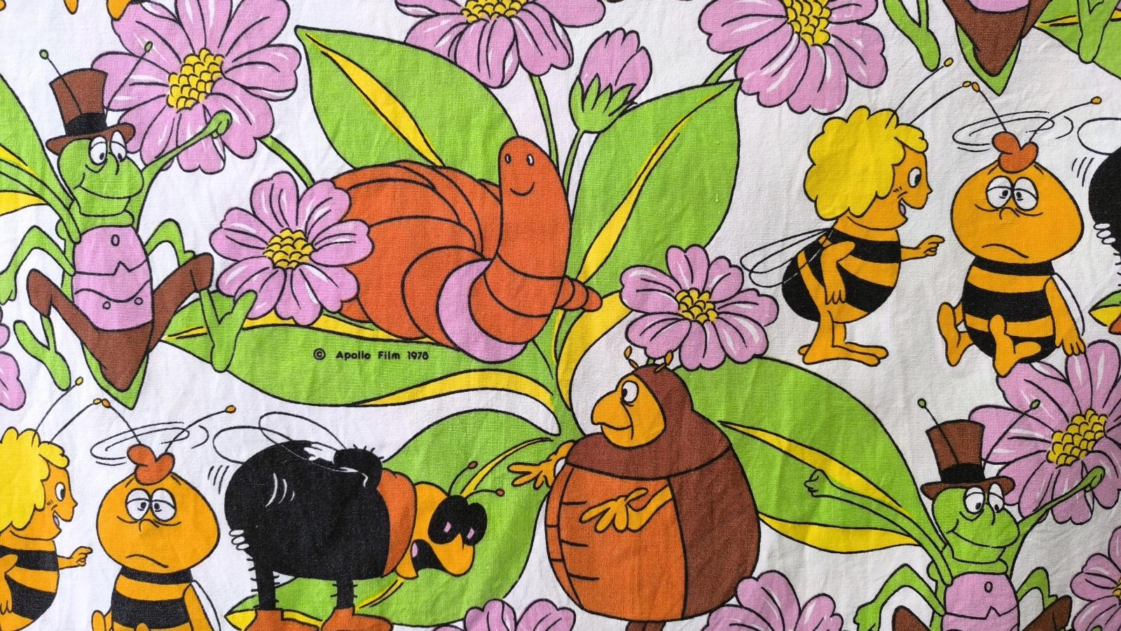 画像3: ドイツビンテージ◆みつばちマーヤ（白地はぎれ）